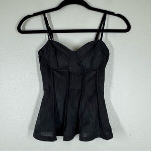 H&M Black Bustier Corset Cami Tank Top Cinched Waist Dark Romantic Vamp Goth XS